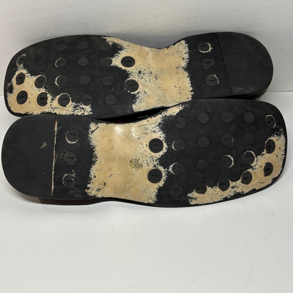 Robert Wayne Loafers Mens 11 Blue Red Square Toe Leather Slip On Shoes Y2K Retro - Picture 6 of 8